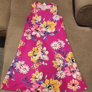 LuLaRoe Magenta Floral Sleeveless Dress